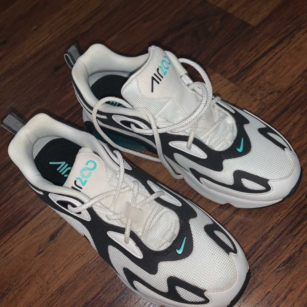 Nike White and Black Sneakers with Teal Accents air max react